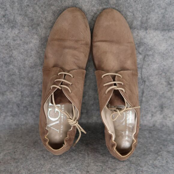 AGL Shoes Womens 38 Booties Fashion Wedge Desert Chukka Leather Lace Up Brown - Picture 7 of 15